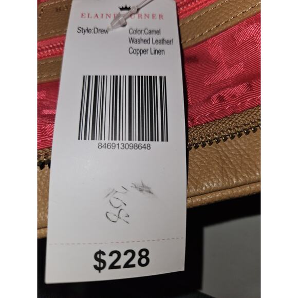 Elaine Turner Washed Leather Copper Linen Clutch Handbag 13x9 *Read $228 - Picture 3 of 11